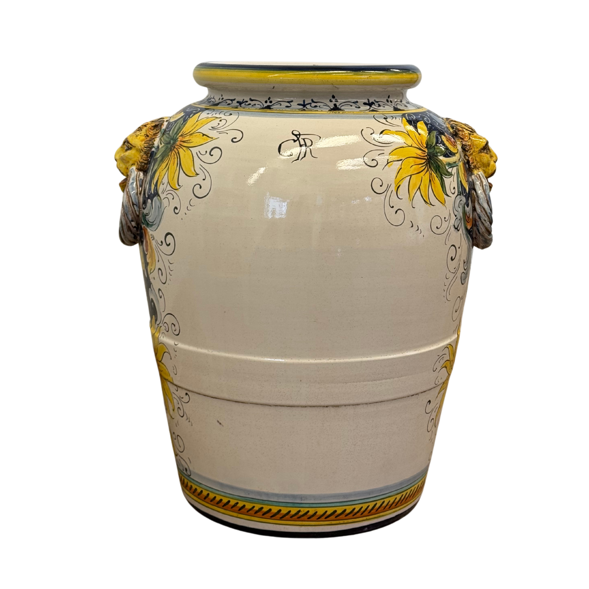Large White Amphora with Lemons and Lions