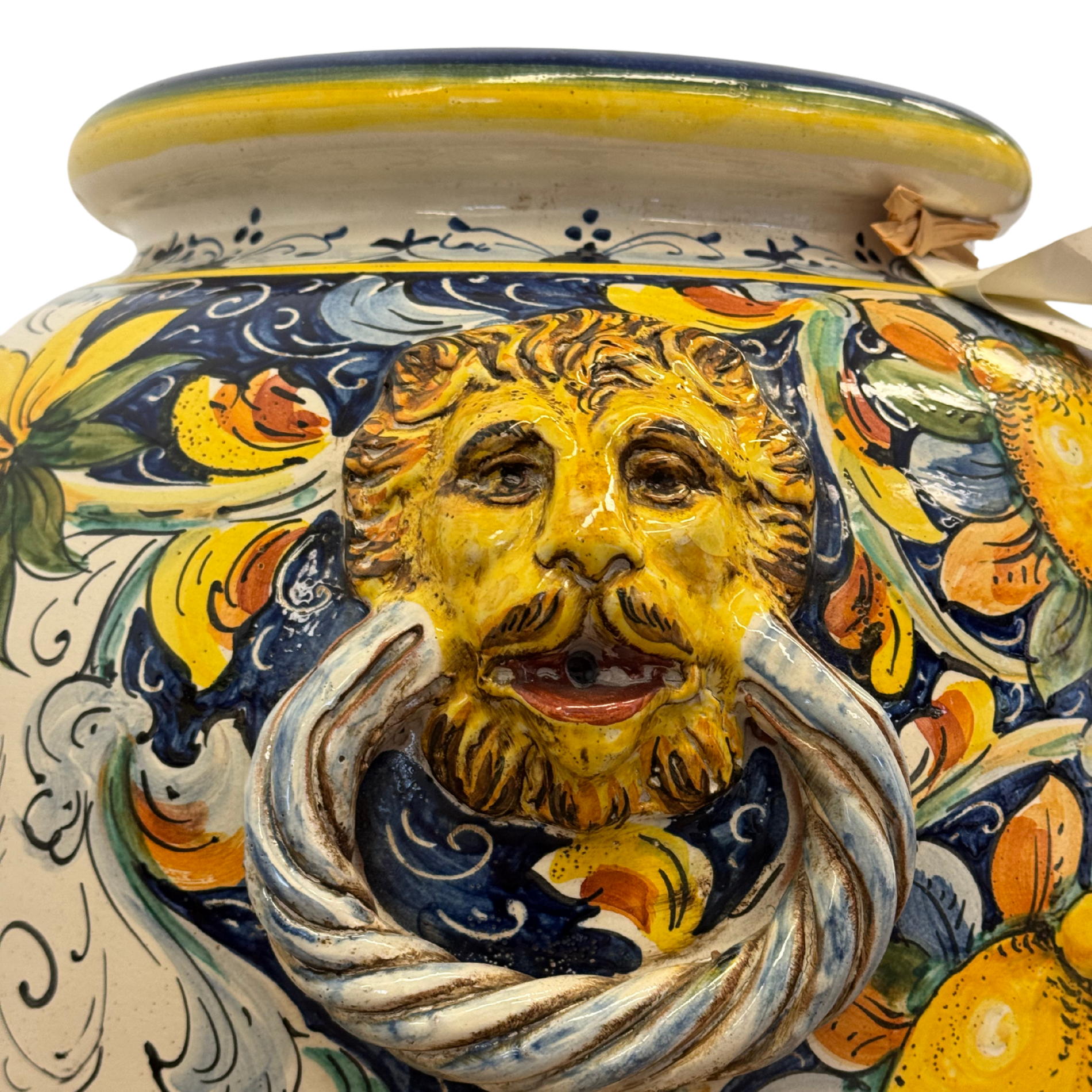 Large White Amphora with Lemons and Lions
