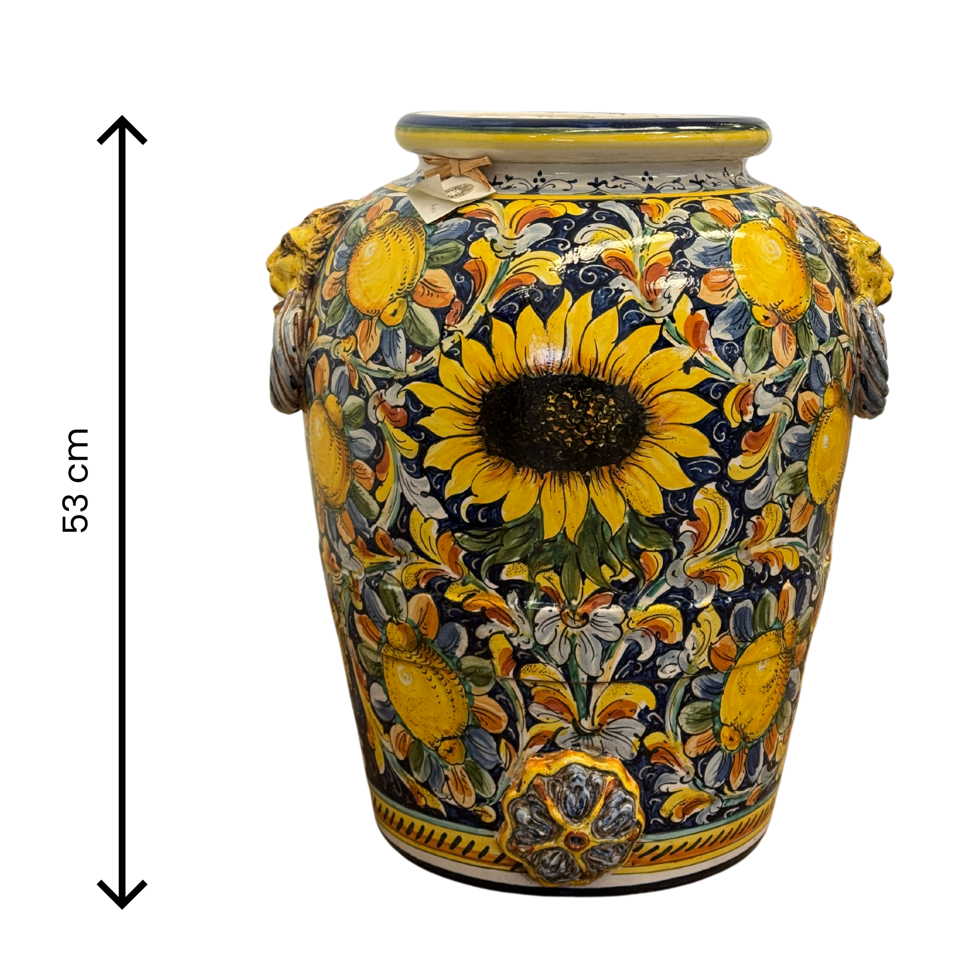 Large White Amphora with Lemons and Lions