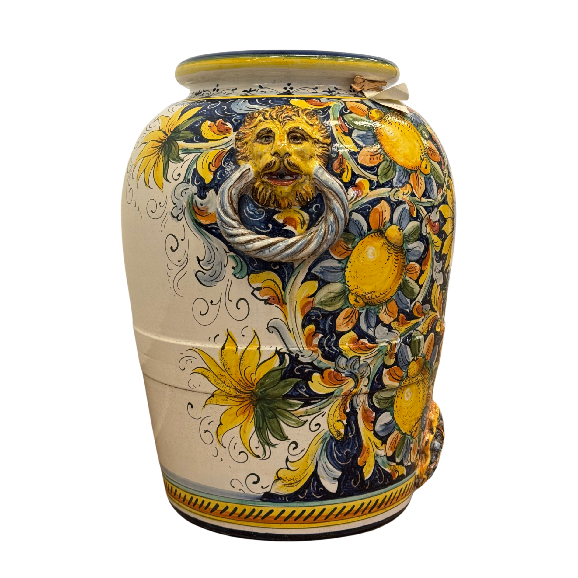 Large White Amphora with Lemons and Lions